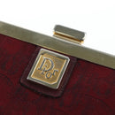 Christian Dior Trotter Canvas Coin Purse Bordeaux Gold Auth 199784A-12