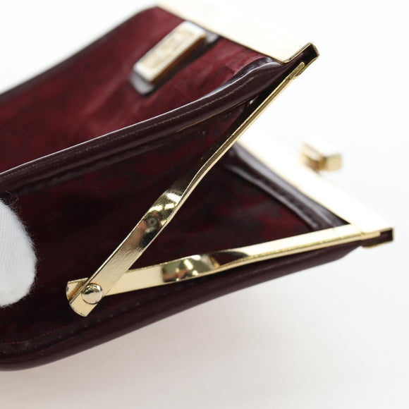 Christian Dior Trotter Canvas Coin Purse Bordeaux Gold Auth 199784A