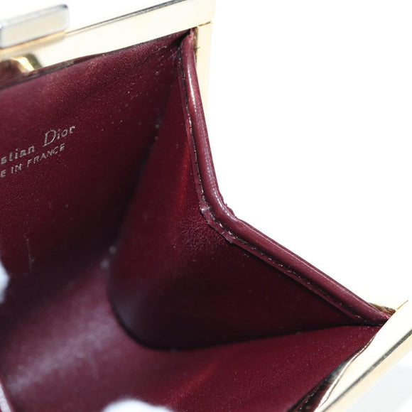 Christian Dior Trotter Canvas Coin Purse Bordeaux Gold Auth 199784A