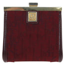 Christian Dior Trotter Canvas Coin Purse Bordeaux Gold Auth 199784A-2