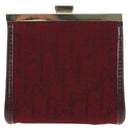 Christian Dior Trotter Canvas Coin Purse Bordeaux Gold Auth 199784A-3