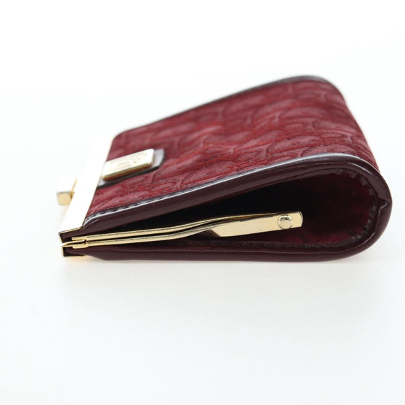 Christian Dior Trotter Canvas Coin Purse Bordeaux Gold Auth 199784A