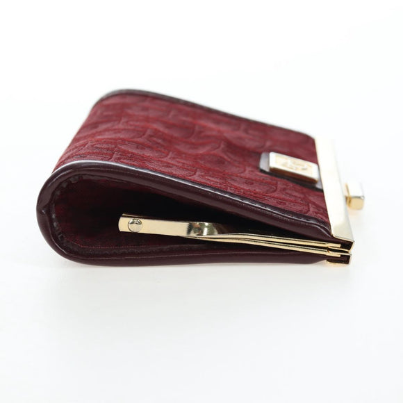 Christian Dior Trotter Canvas Coin Purse Bordeaux Gold Auth 199784A