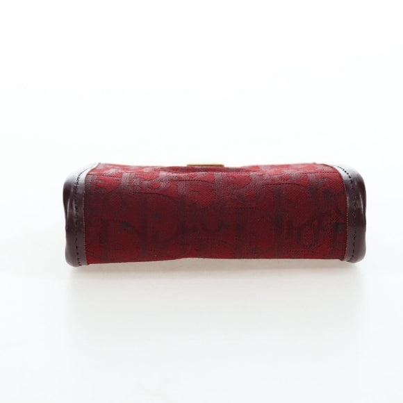 Christian Dior Trotter Canvas Coin Purse Bordeaux Gold Auth 199784A