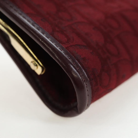 Christian Dior Trotter Canvas Coin Purse Bordeaux Gold Auth 199784A