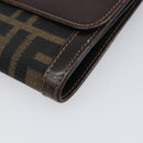 FENDI Zucca Canvas Wallet Black Brown Auth 199785A-15