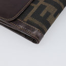 FENDI Zucca Canvas Wallet Black Brown Auth 199785A-16