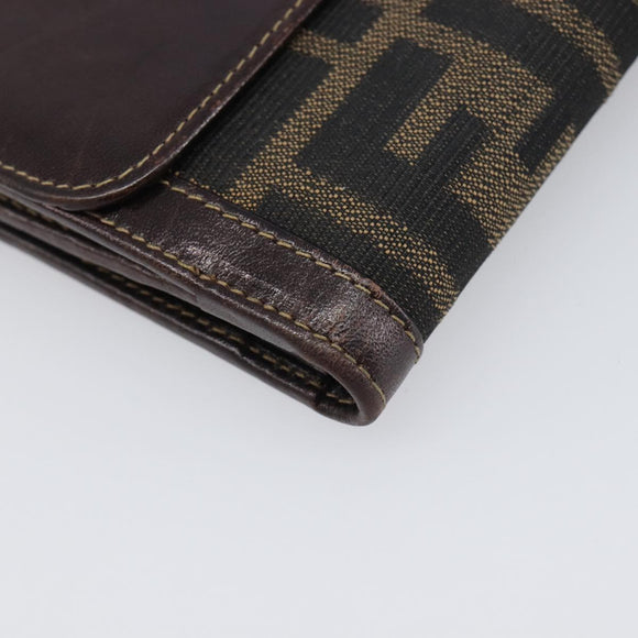FENDI Zucca Canvas Wallet Black Brown Auth 199785A