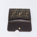 FENDI Zucca Canvas Wallet Black Brown Auth 199785A-17