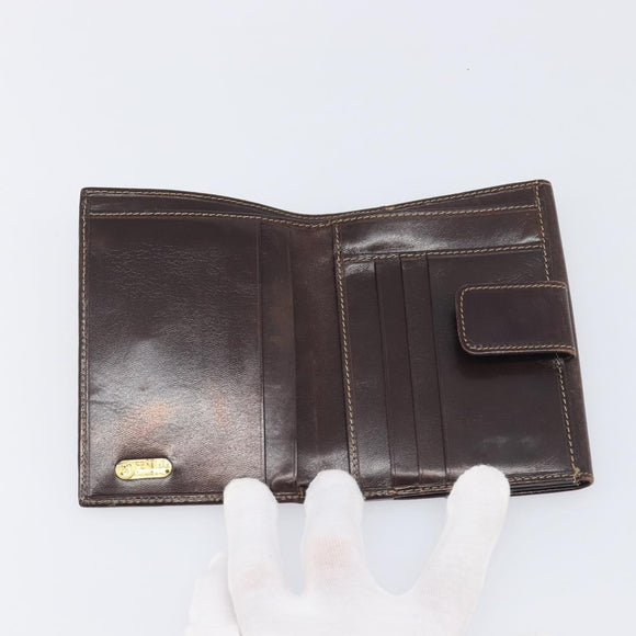 FENDI Zucca Canvas Wallet Black Brown Auth 199785A