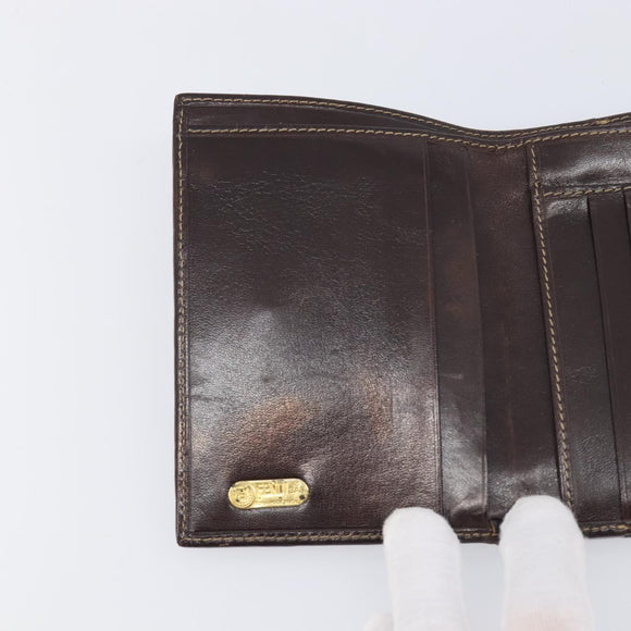 FENDI Zucca Canvas Wallet Black Brown Auth 199785A