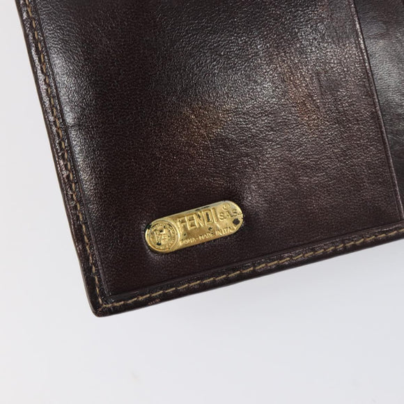 FENDI Zucca Canvas Wallet Black Brown Auth 199785A