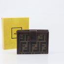FENDI Zucca Canvas Wallet Black Brown Auth 199785A-12