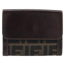 FENDI Zucca Canvas Wallet Black Brown Auth 199785A-2