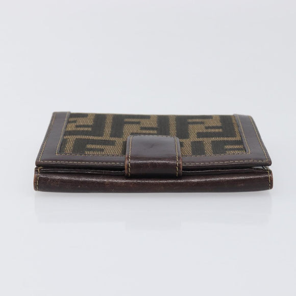FENDI Zucca Canvas Wallet Black Brown Auth 199785A