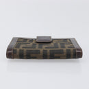 FENDI Zucca Canvas Wallet Black Brown Auth 199785A-6