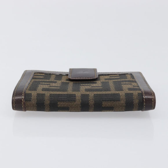 FENDI Zucca Canvas Wallet Black Brown Auth 199785A