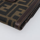 FENDI Zucca Canvas Wallet Black Brown Auth 199785A-7