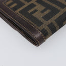 FENDI Zucca Canvas Wallet Black Brown Auth 199785A-14