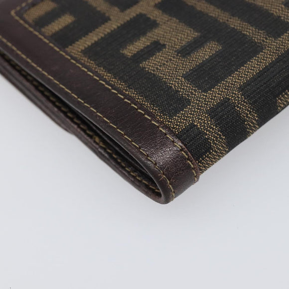 FENDI Zucca Canvas Wallet Black Brown Auth 199785A