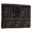 FENDI Zucca Canvas Mamma Baguette Wallet Black Brown Auth 199786A-1