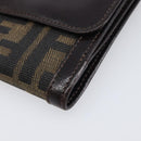 FENDI Zucca Canvas Mamma Baguette Wallet Black Brown Auth 199786A-15