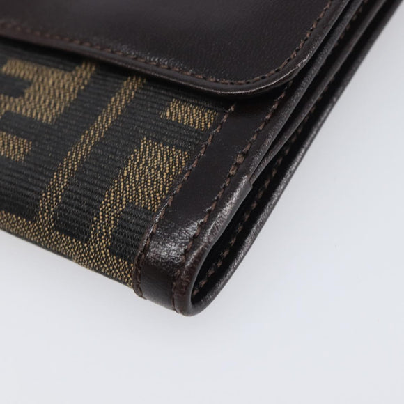 FENDI Zucca Canvas Mamma Baguette Wallet Black Brown Auth 199786A