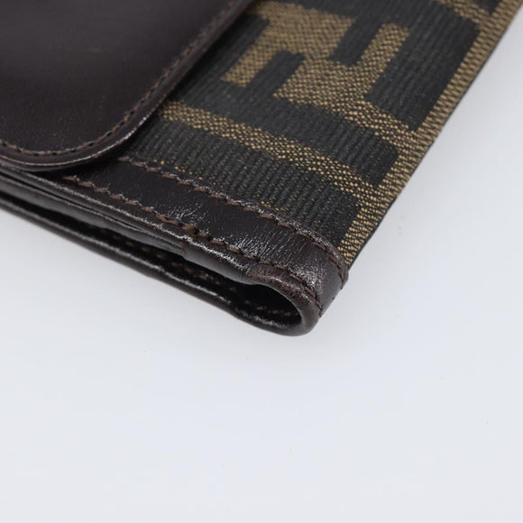 FENDI Zucca Canvas Mamma Baguette Wallet Black Brown Auth 199786A