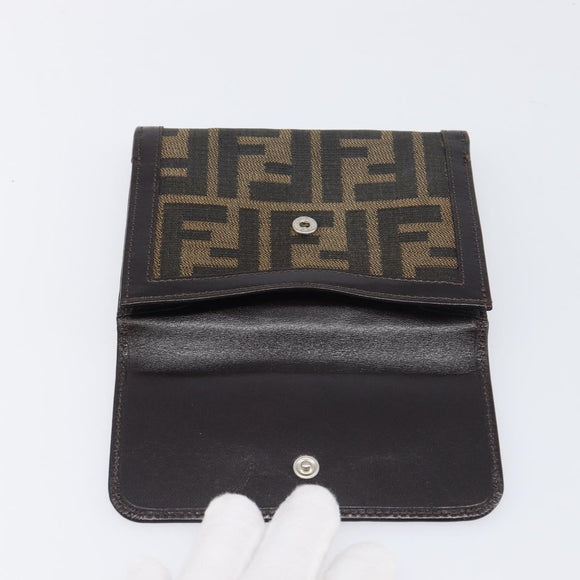 FENDI Zucca Canvas Mamma Baguette Wallet Black Brown Auth 199786A