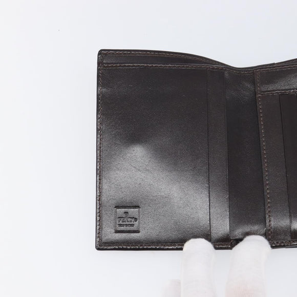 FENDI Zucca Canvas Mamma Baguette Wallet Black Brown Auth 199786A