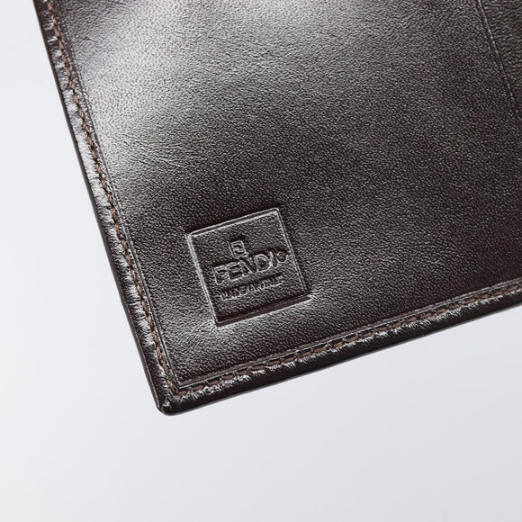 FENDI Zucca Canvas Mamma Baguette Wallet Black Brown Auth 199786A
