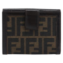 FENDI Zucca Canvas Mamma Baguette Wallet Black Brown Auth 199786A-13