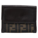 FENDI Zucca Canvas Mamma Baguette Wallet Black Brown Auth 199786A-2