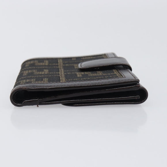 FENDI Zucca Canvas Mamma Baguette Wallet Black Brown Auth 199786A