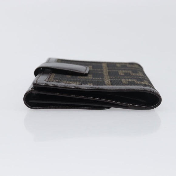 FENDI Zucca Canvas Mamma Baguette Wallet Black Brown Auth 199786A