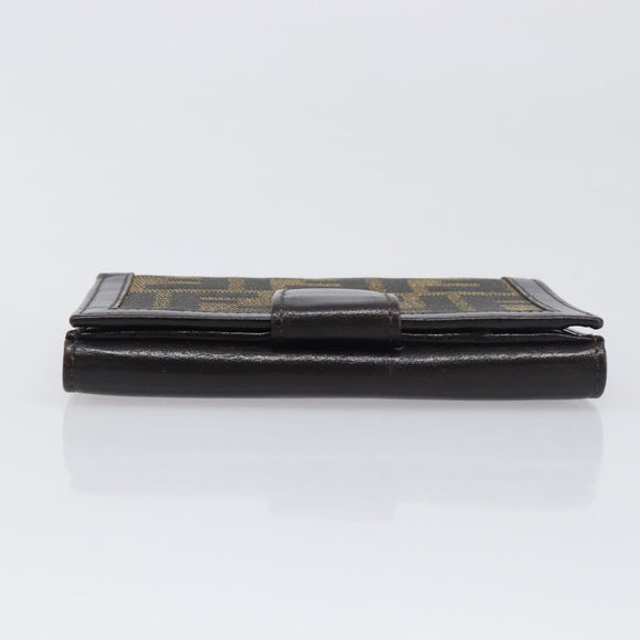 FENDI Zucca Canvas Mamma Baguette Wallet Black Brown Auth 199786A