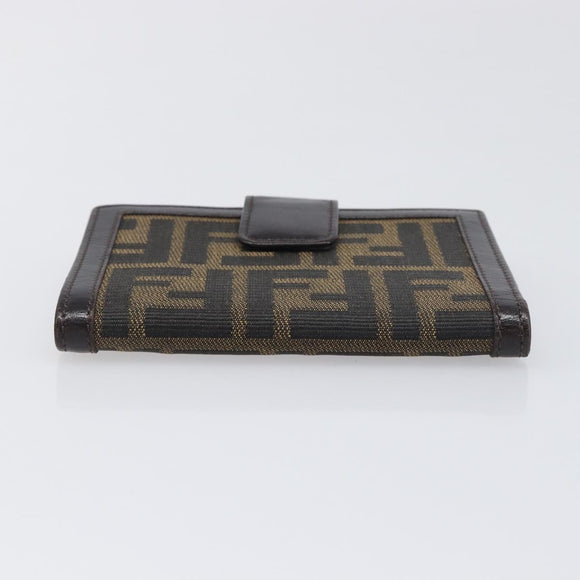 FENDI Zucca Canvas Mamma Baguette Wallet Black Brown Auth 199786A