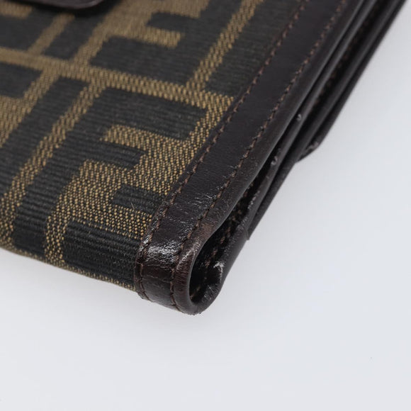 FENDI Zucca Canvas Mamma Baguette Wallet Black Brown Auth 199786A