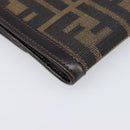 FENDI Zucca Canvas Mamma Baguette Wallet Black Brown Auth 199786A-14