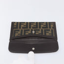 FENDI Zucca Canvas Long Wallet Black Brown Auth 199787A-8