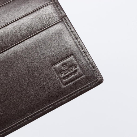 FENDI Zucca Canvas Long Wallet Black Brown Auth 199787A