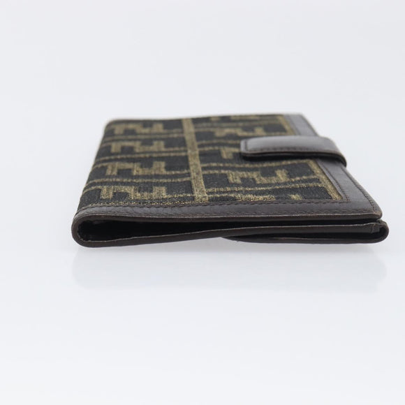FENDI Zucca Canvas Long Wallet Black Brown Auth 199787A