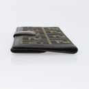 FENDI Zucca Canvas Long Wallet Black Brown Auth 199787A-4