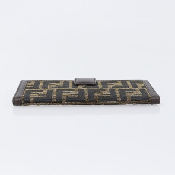 FENDI Zucca Canvas Long Wallet Black Brown Auth 199787A