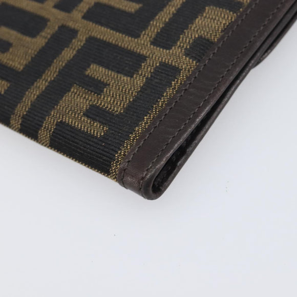 FENDI Zucca Canvas Long Wallet Black Brown Auth 199787A