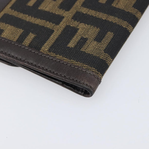 FENDI Zucca Canvas Long Wallet Black Brown Auth 199787A