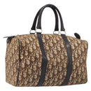 Christian Dior Trotter Canvas Boston Bag Beige Gold Auth 199799-1