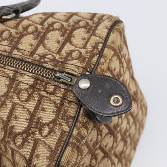 Christian Dior Trotter Canvas Boston Bag Beige Gold Auth 199799