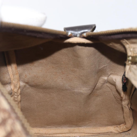 Christian Dior Trotter Canvas Boston Bag Beige Gold Auth 199799
