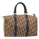 Christian Dior Trotter Canvas Boston Bag Beige Gold Auth 199799-2